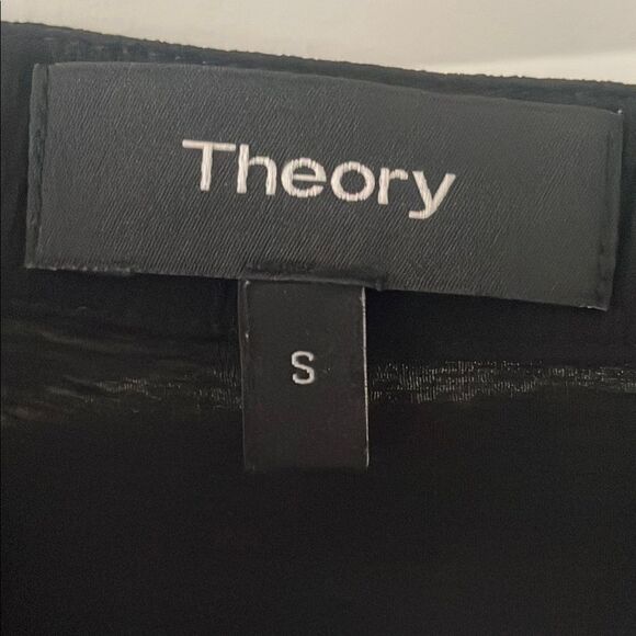 Theory Black Ruffled Lace Up Silk Chiffon Blouse - Picture 2 of 6